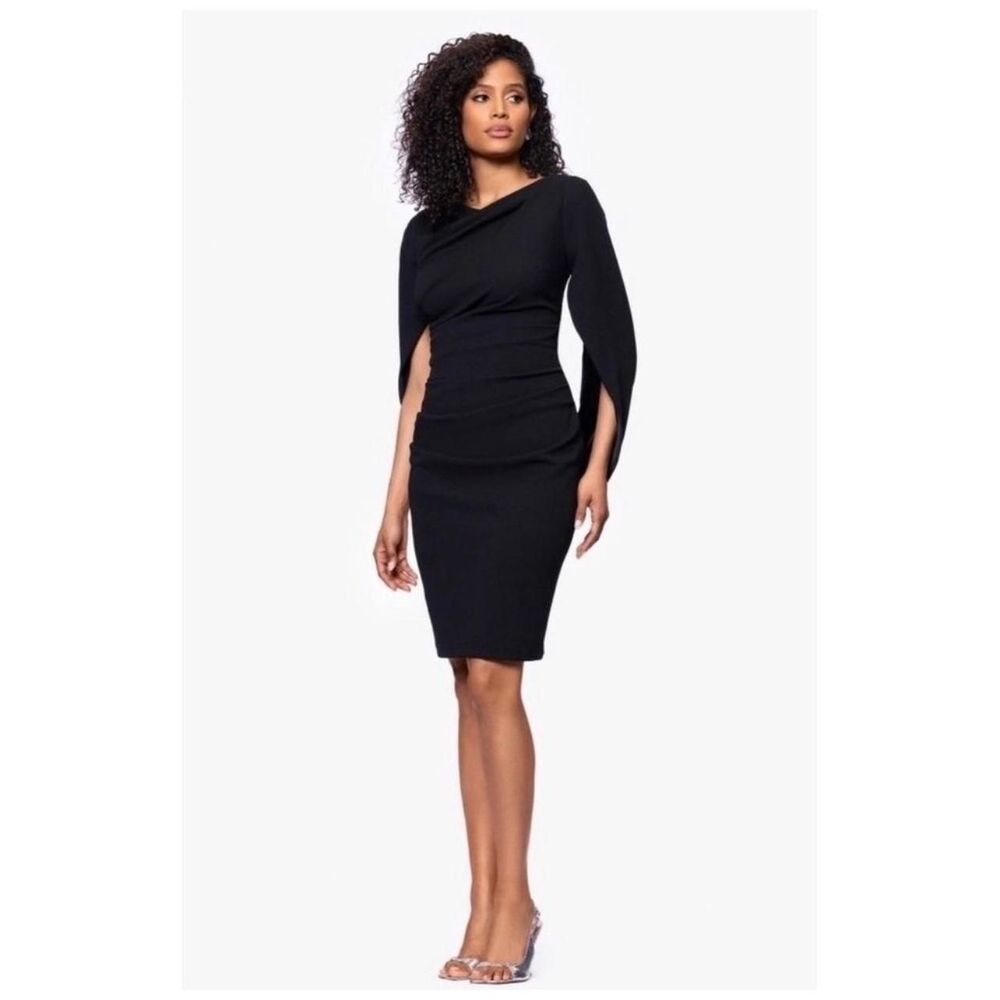 Betsy & Adam Jordan Short Scuba Crepe Draped Back in Black Size 6